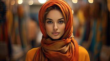 ai gegenereerd mooi Arabisch Dames foto