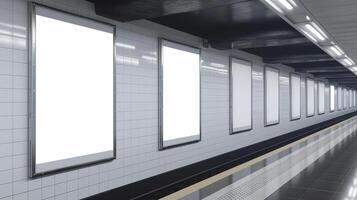 verticaal reclameborden in metro station mockup foto