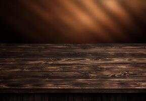 donker hout tafel, bruin houten perspectief interieur foto