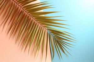 ai gegenereerd palm vertrekken Aan een gekleurde achtergrond foto