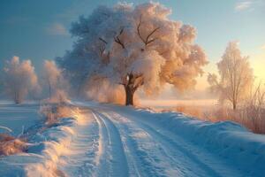 ai gegenereerd natuurlijk winter landschap. een mooi winter plaats in natuur foto