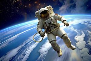 ai gegenereerd astronaut aarde wereld planeet foto