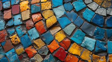 ai gegenereerd kleurrijk betegeld mozaïek- abstract structuur achtergrond zeer gedetailleerd foto