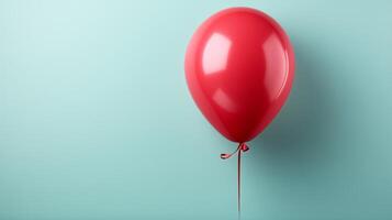 ai gegenereerd rood helium ballon. verjaardag ballon vliegend voor feest. foto