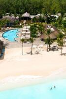 visie van de hoogte van de strand in de Indisch oceaan Aan de eiland van Mauritius. foto