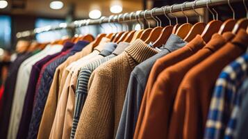 ai gegenereerd herenkleding op te slaan in Engels platteland stijl, herfst winter kleding verzameling foto