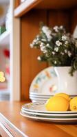 ai gegenereerd serviesgoed en serviesgoed reeks voor winter vakantie familie diner, Kerstmis huishoudartikelen decor voor vakantie in de Engels land huis, geschenk reeks en huis styling foto