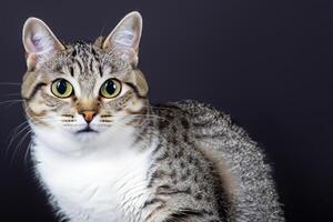 verkennen de verleiden van een mooi Schots vouwen kat, waar met bakkebaarden elegantie en speels charme verenigen in een betoverend portret van knuffelig genot foto