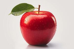 ai gegenereerd knapperig elegantie geïsoleerd rood appel Aan een ongerept wit backdrop foto