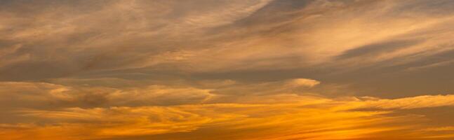 gouden lucht de gouden oranje gloed van de zonsondergang. kleurrijk lucht in winter. foto