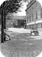 straat buiten de medelijden-salpetriere ziekenhuis in Parijs, Frankrijk. foto