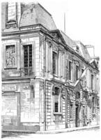 invoeren de carnavalet museum, rue de sevigne, wijnoogst gravure. foto