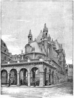 de tempel van de oratorium van de straat van rivoli, wijnoogst gravure. foto