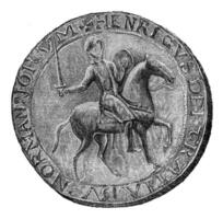 zegel en seal-cons Henry i, wijnoogst gravure. foto