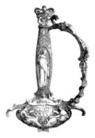 de omgaan met van de zwaard van de comte de Parijs, wijnoogst gravure. foto