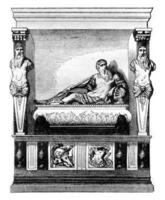 mausoleum lange guillaume du bel Bij le mannen, wijnoogst gravure. foto