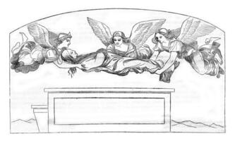 museum brera in Milaan, sainte verwijderen de graf en strekking naar hemel door luini, wijnoogst gravure. foto