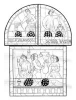 dertiende eeuw, gebrandschilderd glas ramen van de kathedraal van le mannen, vertegenwoordiger van de munt, wijnoogst gravure. foto