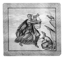 museum van aix. mozaïek- ontdekking in aix in 1843, wijnoogst gravure. foto