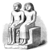 Egyptische museum, de louvre, wijnoogst gravure. foto