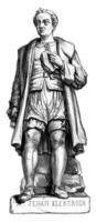 jean klenberger. steen standbeeld door ik. Bonnaire, geopend in Lyon september 19, 1849, wijnoogst gravure. foto