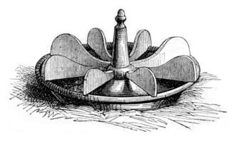 trog circulaire compartimenten, wijnoogst gravure. foto