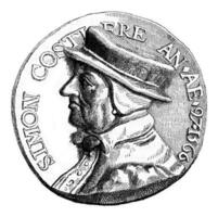 bronzen medaille van de kabinet van medailles van de keizerlijk bibliotheek, wijnoogst gravure. foto
