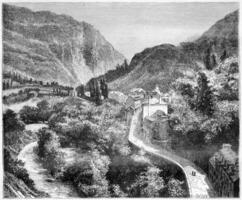 luz st sauver, midi-pyreneeën, Frankrijk, wijnoogst gravure. foto