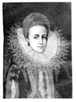 galerij van Dhr. rothan. - portret van een vrouw toegeschreven aan naar peter porbus. - tekening van h. Rousseau, wijnoogst gravure. foto