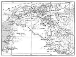 kaart van oude oosten, wijnoogst gravure. foto