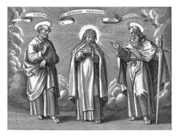 heilige peter en paul vaak helpen er is een in overwinnen demonen, anoniem, 1613 afdrukken in album 'vita b. maagdelijk teresiae a, wijnoogst illustratie. foto