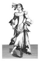 Venetiaanse dansen vrouw, domenico bonavera, wijnoogst illustratie. foto