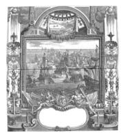 bestorming en verovering van Gaeta, 1707, wijnoogst illustratie. foto