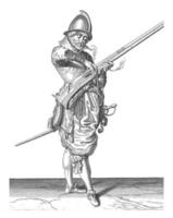 soldaat correct positionering en vormgeven de lont, wijnoogst illustratie. foto