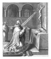 heilige Thomas van Aquino in gesprek met een kruisbeeld, cornelis boel, na otto busje Veen, 1610 foto