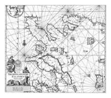 paspoort kaart van de western een deel van de Egeïsch met een deel van de kust van Griekenland, jan luiken foto
