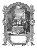 cartouche met allegorie van de geschiedenis van Syrië en Egypte foto