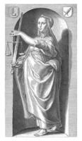 gerechtigheid justitia, Jakob matham, na hendrick Goltzius, 1593 foto