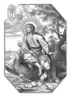 h. Johannes zittend Aan een adelaar, cornelis Galle ik, 1638 - 1678 foto