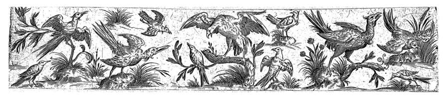 fries met elf vogels, in de midden- is een groot vogel Aan een tak, hans liefrinck ii mogelijk, na hans collaert i, 1631 foto