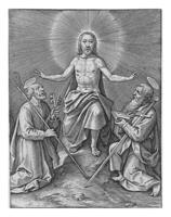 herrezen Christus met peter en paul, hieronymus Wierix, 1563 - 1619 foto