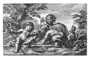 John de baptist en de Christus kind met lam en engel, cornelis Galle foto