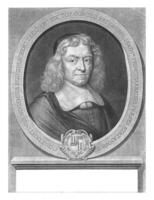 portret van constantijn Huygens, Abraham bloling, na Bernard vaillant, 1690 foto