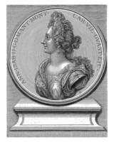 portret van anna isabella Gonzaga en profiel Aan een medaille, simon Thomasin, 1702 foto