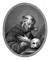 heilige Franciscus, antonio baratta, na luigi pianton, 1734 - 1787 heilige francis met de stigmata, een kruis en een schedel. foto