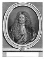 portret van jean de la fontaine, gerard edelinck, na hyacint streng, 1669 - 1707 foto