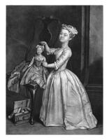 meisje met een pop, Alexander busje haecken, na Joseph busje haecken, 1735 - 1757 foto