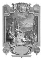 cartouche met allegorie Aan de geschiedenis van Israël, jan caspar Philips, 1737 foto