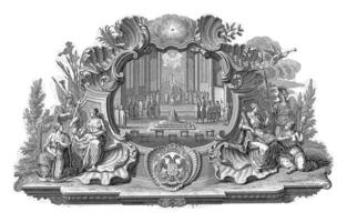 vignet met de kroning van francis ik stefan net zo keizer, 1745 foto