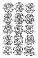 vijftien brief monogrammen bgn-cdg, daniël de lafeuille, c. 1690 - c. 1691 foto